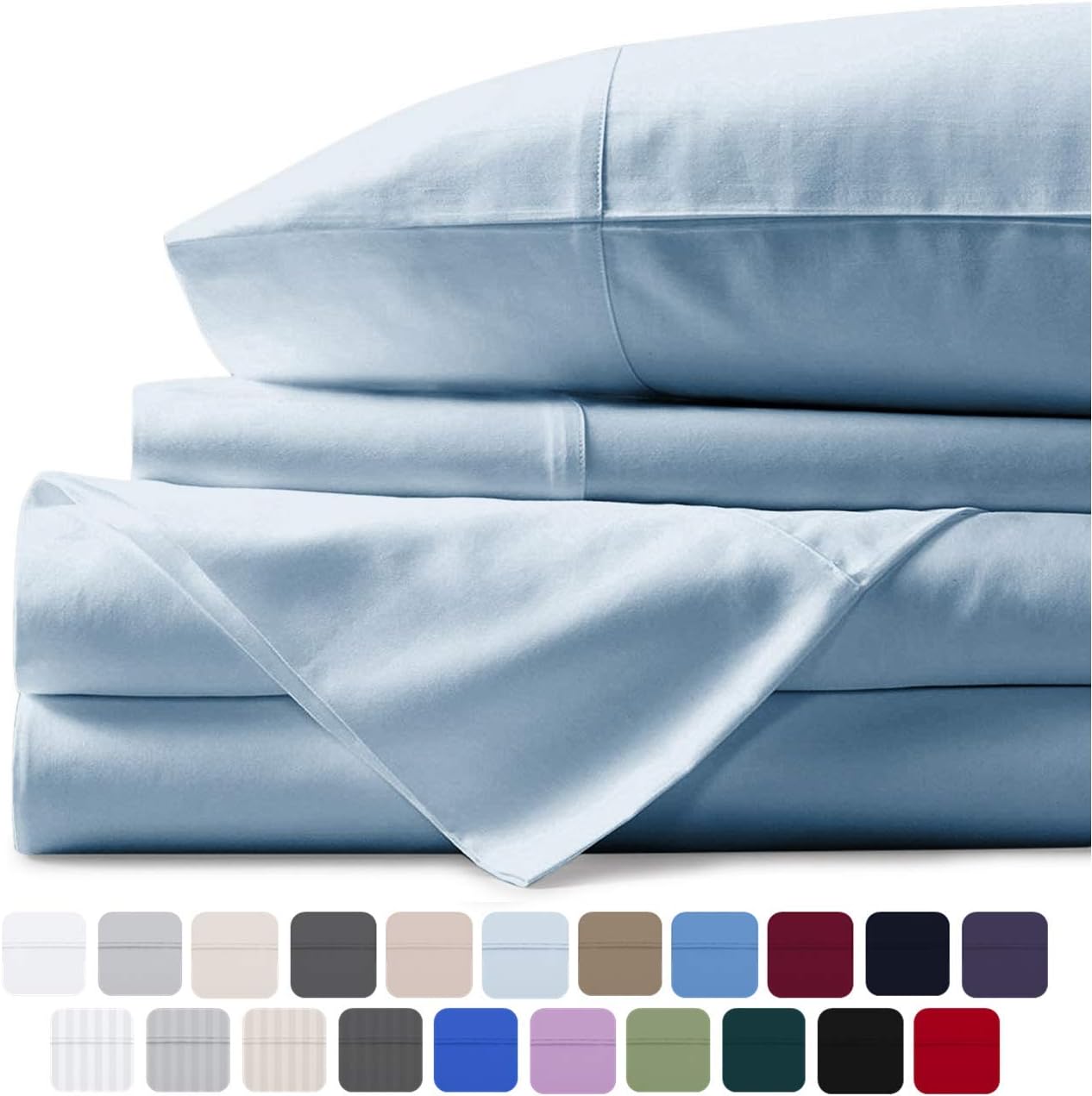 Mayfair Linen 100% Egyptian Cotton Sheets, White King Sheets Set, 800 Thread Count Long Staple Cotton, Sateen Weave for Soft and Silky Feel, Fits Mattress Upto 18'' DEEP Pocket: Home & Kitchen