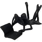 Iron Couple Sculpture, Romantic Abstract Two Figures Reading Together Statue, Black Cast Iron Decorative Couple Figurine for Home, Wedding, Anniversary, Valentine's Day Gift
