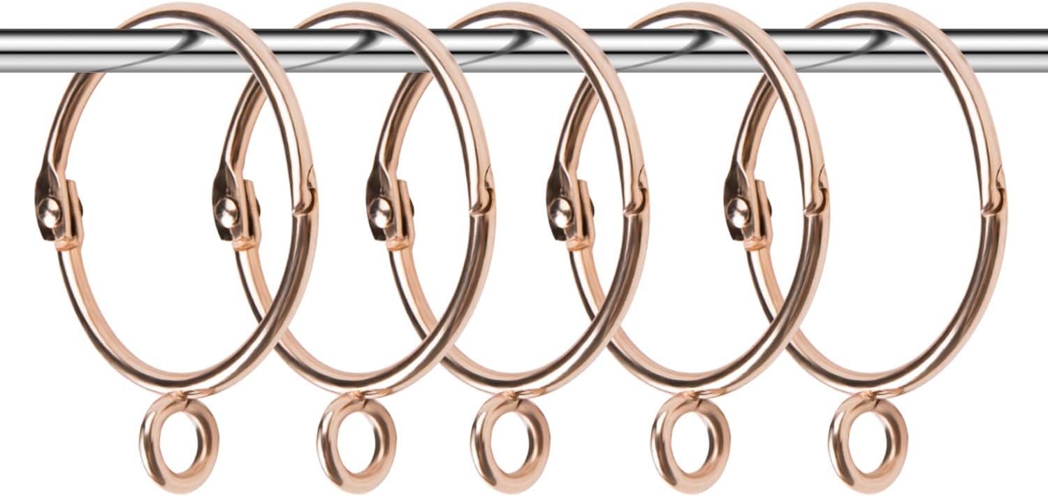 LIVEGREEN 20 Pack Golden Metal Curtain Rings Hanging Rings for Curtains