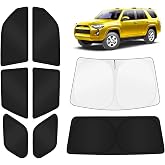 KUST Car Window Shades for Toyota 4Runner 2010-2024 Windshield Sun Shade Side Window Cover UV Block Privacy Protection 4Runner Accessories for Camping Blackout Rear Back Full Set 8PCS