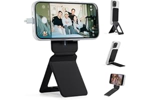 MOFT Phone Tripod Stand Selfie Stick for iPhone, Multi-Angles iPhone Stand, Lightweight & Portable Phone Holder, Strong Magnets, MOVAS Vegan Leather, Travel Essentials, Jet Black (Without Card Slot)