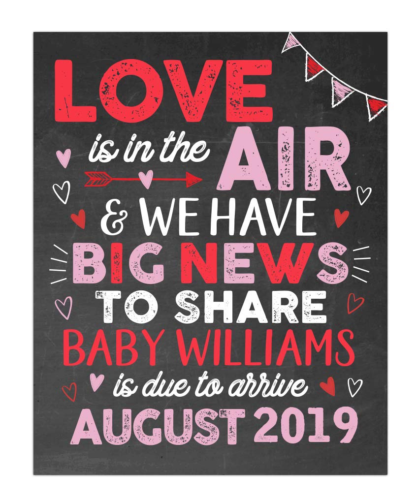 Valentine Baby Announcement Baby On The Way Sign Baby Announcement Photo Prop New Baby Sign Paper Art Print Valentines Day Baby Announcement Pregnancy Announcement Sign Handmade Products Kolenik Home Kitchen