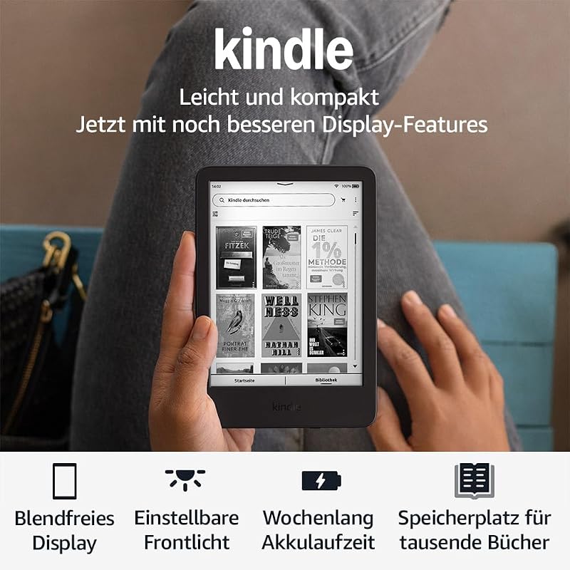 Kindle 16 GB (Version 2024) – Leicht und kompakt, mit schnellem Umblättern und hohem Kontrastverhältnis – ohne Werbung – schwarz