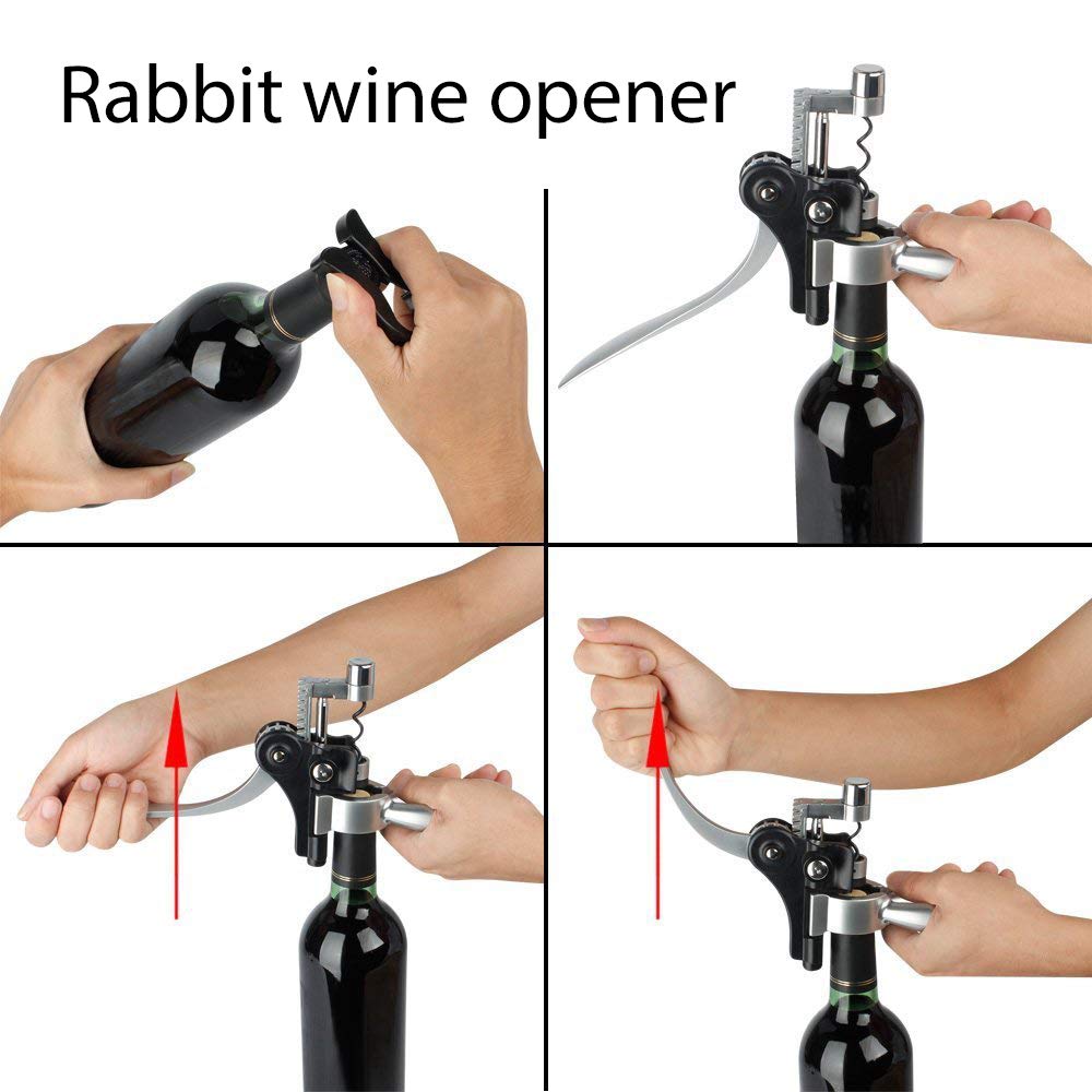 Vallex Rabbit Wine Opener Set Stopper,Wine guide and Drip Ring,Luxury