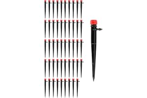 50 Pcs Drip Irrigation Emitters for 1/4" Drip Irrigation Tubing, 360 Degree Water Flow Irrigation, Adjustable Flower Plant Wa