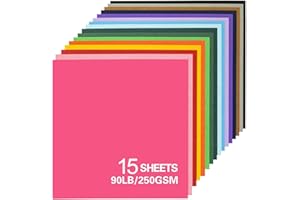 BONMIY 12x12 Cardstock 15sheets Colored Cardstock Assorted 24 Colors, 90 lb/250 gsm Card Stock Colorful Paper for Cricut Machine, Card Making, Scrapbook & DIY Crafts (Colored)