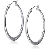 GUESS "Basic" Silver Flat Logo Hoop Earrings