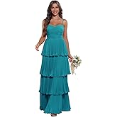 camftbo Tiered Pleated Ruffle Bridesmaid Dresses 2026 Long Chiffon A Line Sweetheart Formal Wedding Guest Gowns