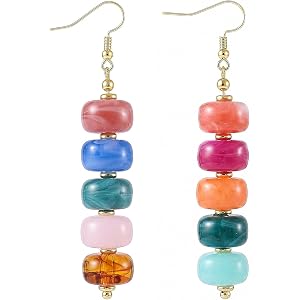 SHERLOVE Chunky Statement Large Resin Beaded Dangle Earrings Women Trendy | Cute Fun Hypoallergenic Lightweight 14K Gold Plat