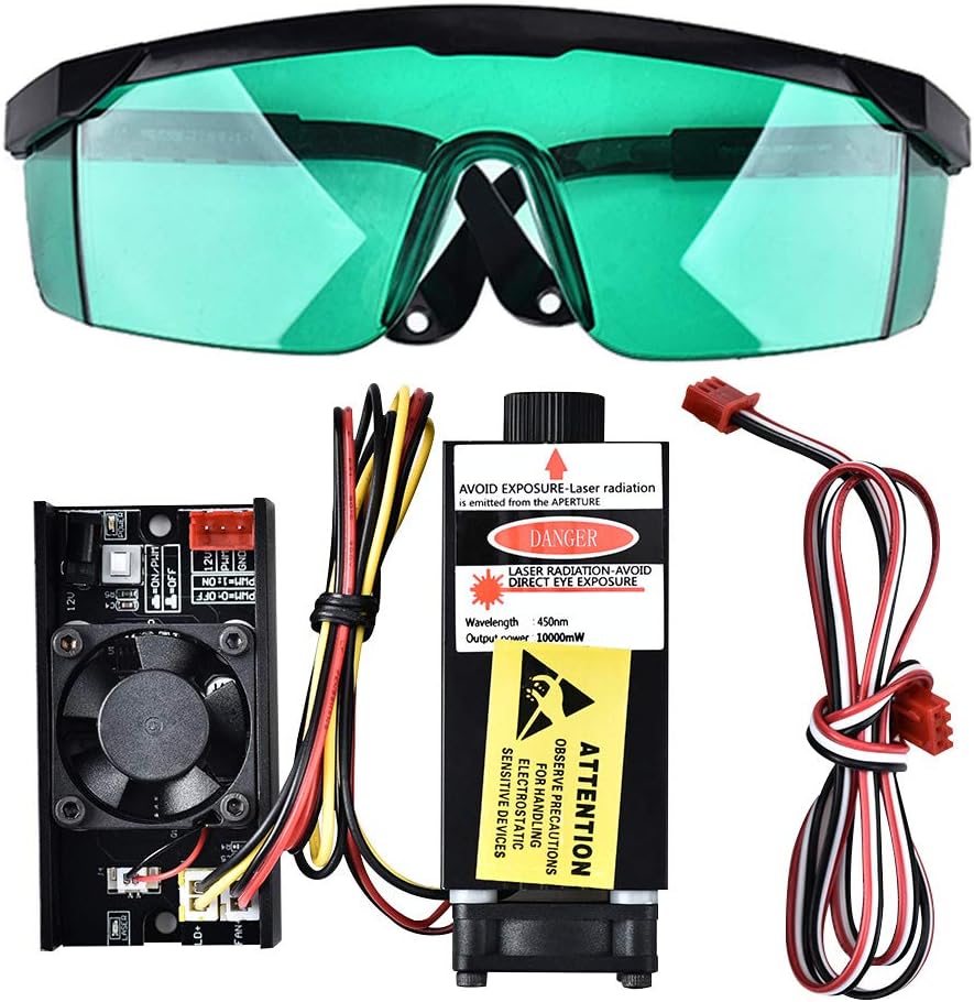 Uttiny Laser Module, 2.5W 450nm TTL PWM Control BlueAdjustable Laser Head Used As Head Engraving Module with Goggles for DIY Laser Engraver Machine … (10000mW Laser)