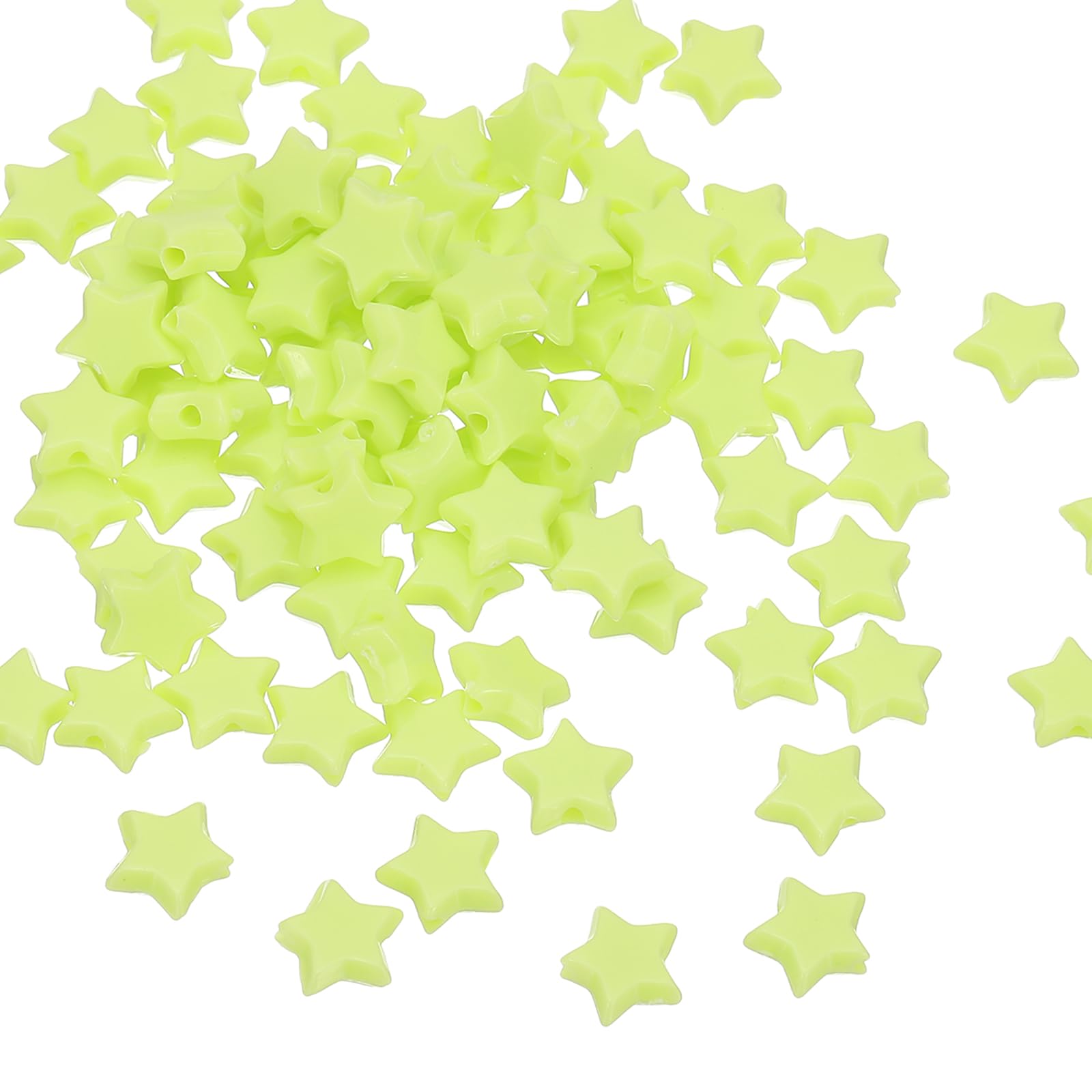 PATIKIL Acrylic Star Beads, 200 Pcs Star Shape Friendship Crafting Bead Spacer Loose Beads Large Hole for DIY Art Craft Decoration, Yellow Green