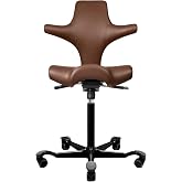 HAG Capisco Sit to Stand Chair-Black Frame-Upholstered Brown Chestnut Vinyl