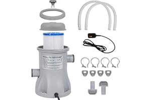 CYXG Filter Pump for Above Ground Pools 330 GPH Pump Flow Rate Pool Filter for Inflatable Swimming Pool Pump Crystal Clear Filter Pump with 2 Filter Pump Cartridges