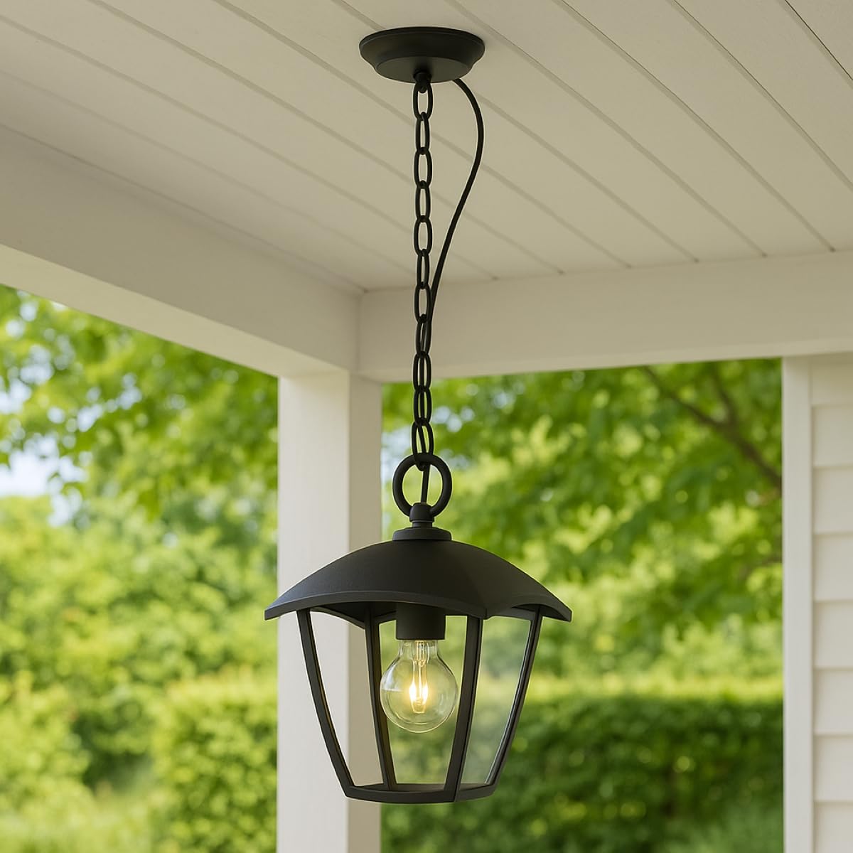 CGC Black Outdoor Outside Lights Traditional Contemporary Waterproof Lampholder Weatherproof Porch Patio Door Wall Terrace Garden (Hanging)