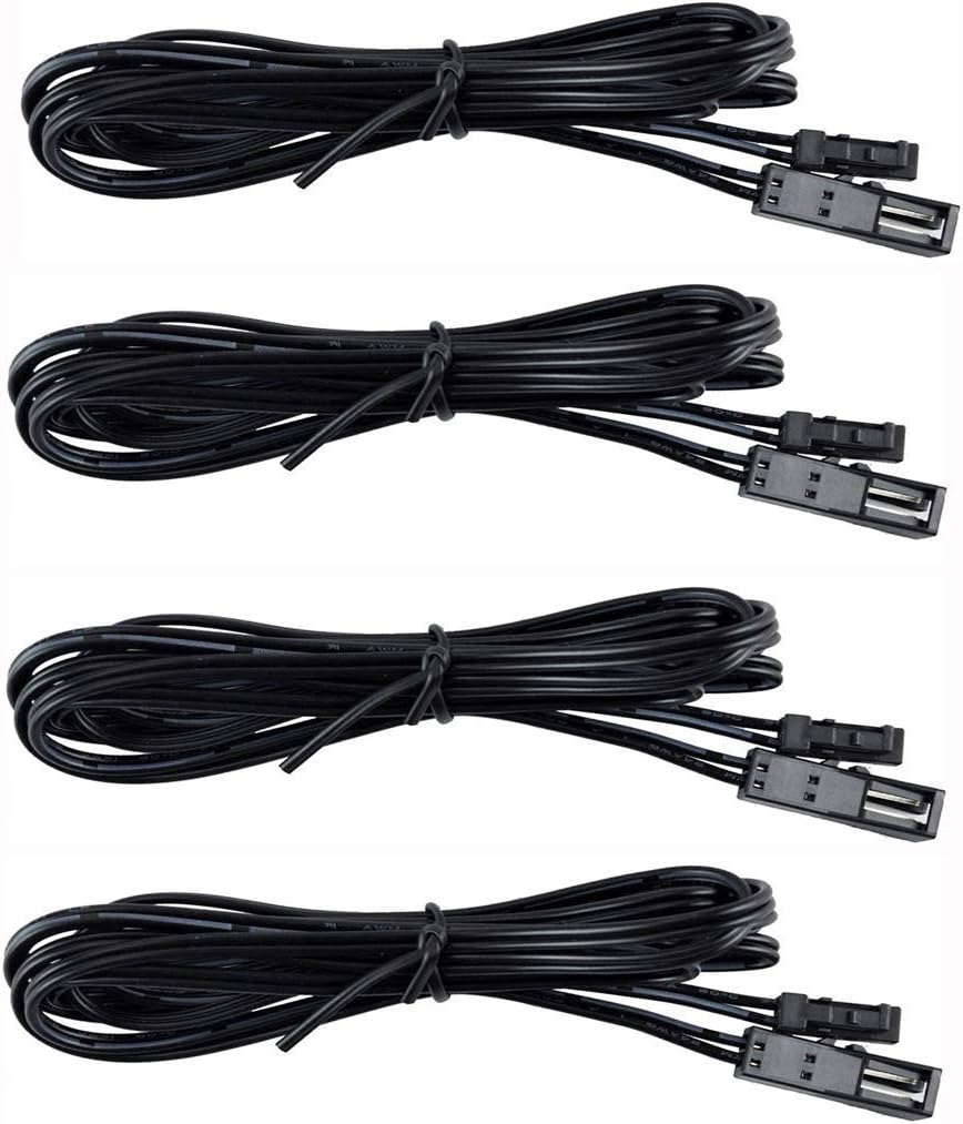 Flexible Extendable Cables for AIBOO RF Wireless Control LED Under Cabinet Lighting Kit Black Cords 1.5m (60 inch) Extension Cords (4 Packs)