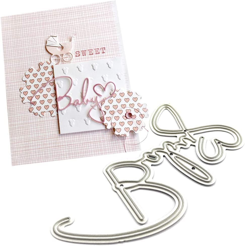 Baby Word Cutting Dies for Card Making，Cutting Dies Cut Stencils for DIY Scrapbooking Photo Album Decorative Embossing Paper Dies for Card Making Templated+Cute Brooch Pin