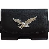 Premium 3D Metal Eagle Pouch case with Belt Clip for Tandem Diabetes Care Insulin Pump (T:Flex Pump/T:Slim G4 Pump/T:Slim X2 Pump) (Horizontal/1/silver)