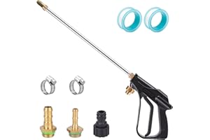BEDEE Sprayer Wand, Suitable for 1/4" & 3/8" Brass Barb, 1/2 Hose Quick Connector, Adjustable Stainless Steel Replacement Garden Sprayer Wand with Built-in 2 Shut off Valve & 2 Rolls Raw Tape