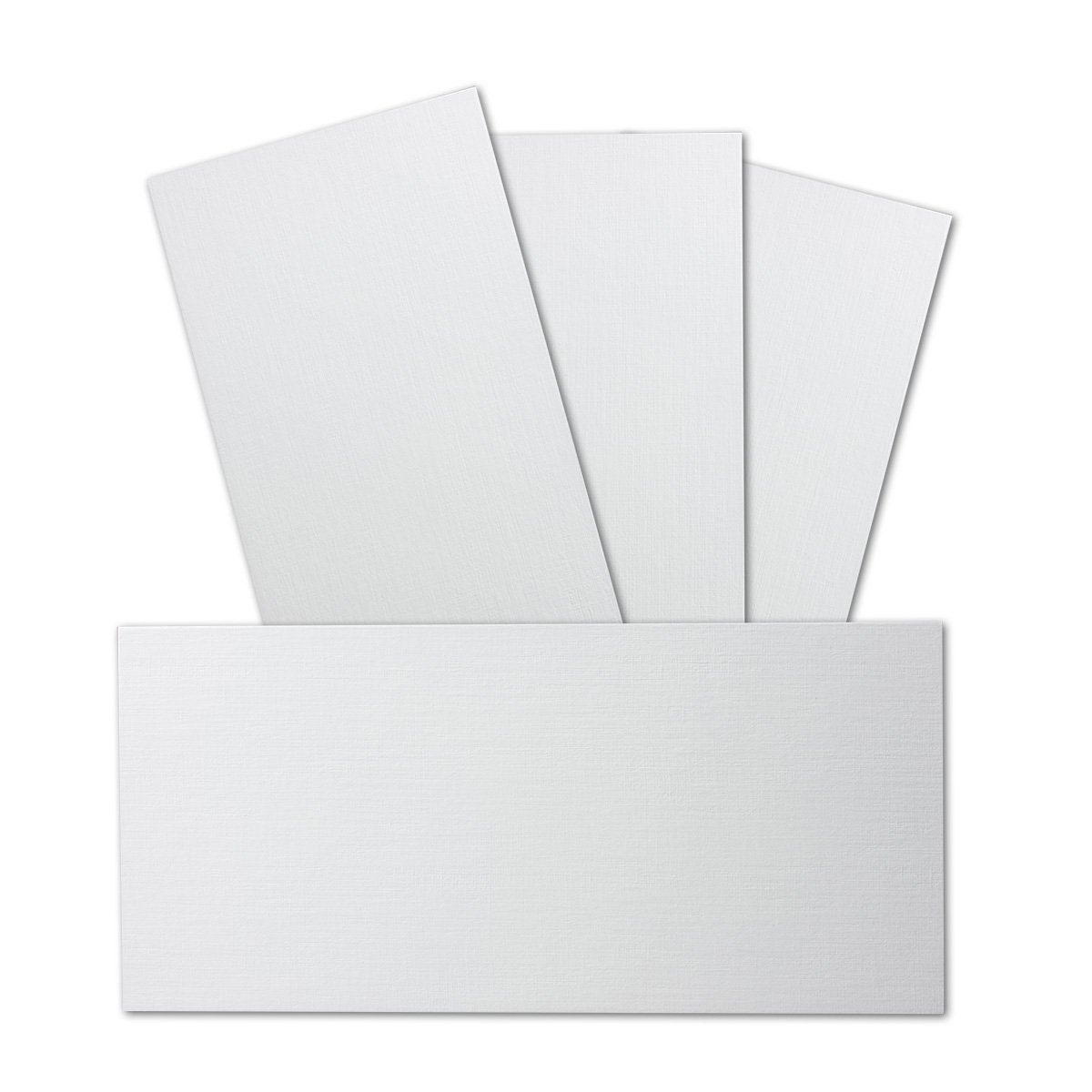 Postcards/single cards - white - 99 x 210 mm (DL) - 250 g/m² - hammered matt linen 75 Stück Weiß - leinen