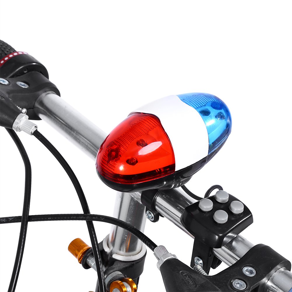 6 LED Cycling Bell Bike Front Light LED Bicycle Front Light Loud Warning Electric Bell for Bike, 4 Sounds Control with Mounting Bracket, Suitable for Various Bikes, ABS Shell