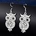 Owl Dangle Earring for Women,Charm Drop Earring Silver Earring for Girls Hypoallergenic Earring with Crystal Rhinestone (Silver Plated)