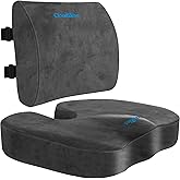 CloudBliss Seat Cushion,Office Chair Cushion,Car Seat Cushion,Lumbar Support Pillow for Office Chair,Back Support Memory Foam Pillow Coccyx Cushion for Tailbone Pain&Sciatica Pain Relief,Grey,X-Large