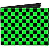 Wallet Bifold Canvas Checker Black Neon Green