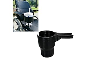 Wheelchair Cup Holder - Armrest Mount Compatible with Permobil Power Wheelchairs - Secure Drink Carrier for Uni-Track Rails