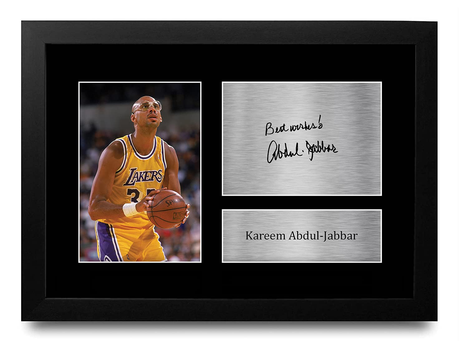 HWC Trading FR A4 Kareem Abdul-Jabbar LA Lakers Gifts Printed Signed Autograph Picture for Basketball Memorabilia Fans - A4 Framed