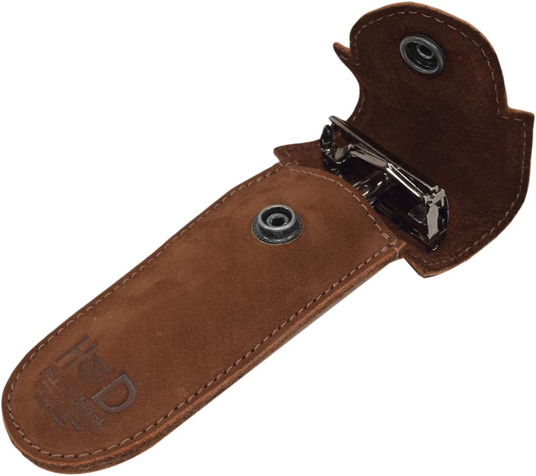 Hide & Drink, Leather Double Edge Protector Case/Barber Razor Sheath Handmade Includes 101 Year Warranty :: Swayze Suede