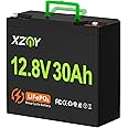 XZNY 12V 30Ah Lithium Battery, 4000+ Cycles 12V LiFePO4 Battery Built-in 30A BMS, Rechargeable 30Ah 12V Lithium Battery Perfect for Fish Finder, Scooter, Solar System, Camping