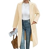 Tankaneo Womens Long Pea Coats Open Front Lapel Jackets Casual Belted Trench Coat Overcoats with Pockets
