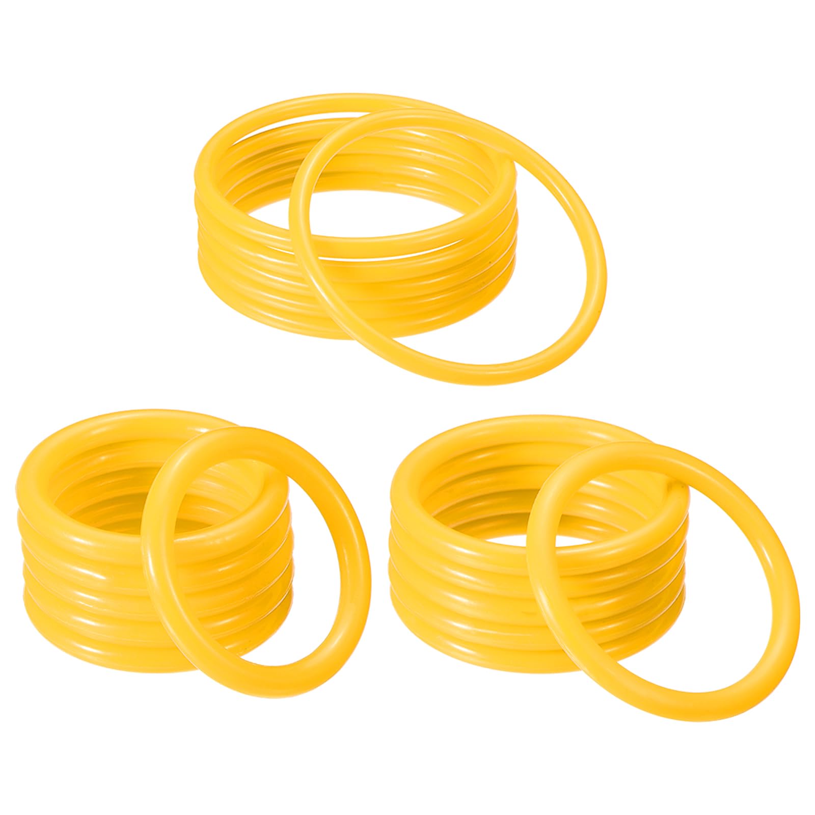 M METERXITY 18 Pack Carnival Toss Rings - Plastic Round Throw Hoops, Apply to Parties/Interactive (4cm/6mm/8.5cm, Yellow)