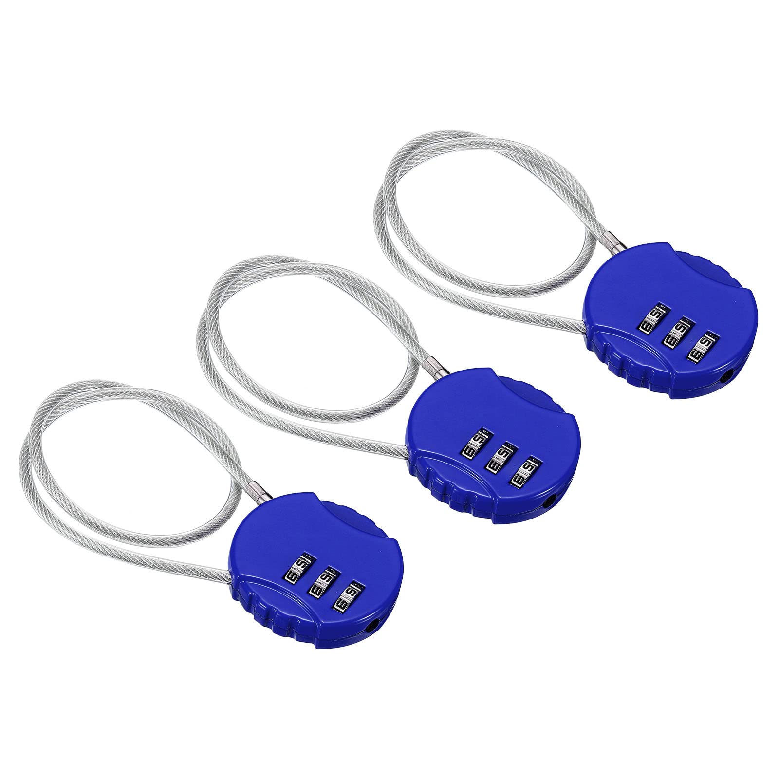 PATIKIL Combination Lock 12 Inch, 3 Pcs 3 Digit Outdoor Waterproof Code Padlock with Wire Rope for Luggage Gym Locker Fence Toolbox Backpack, Blue