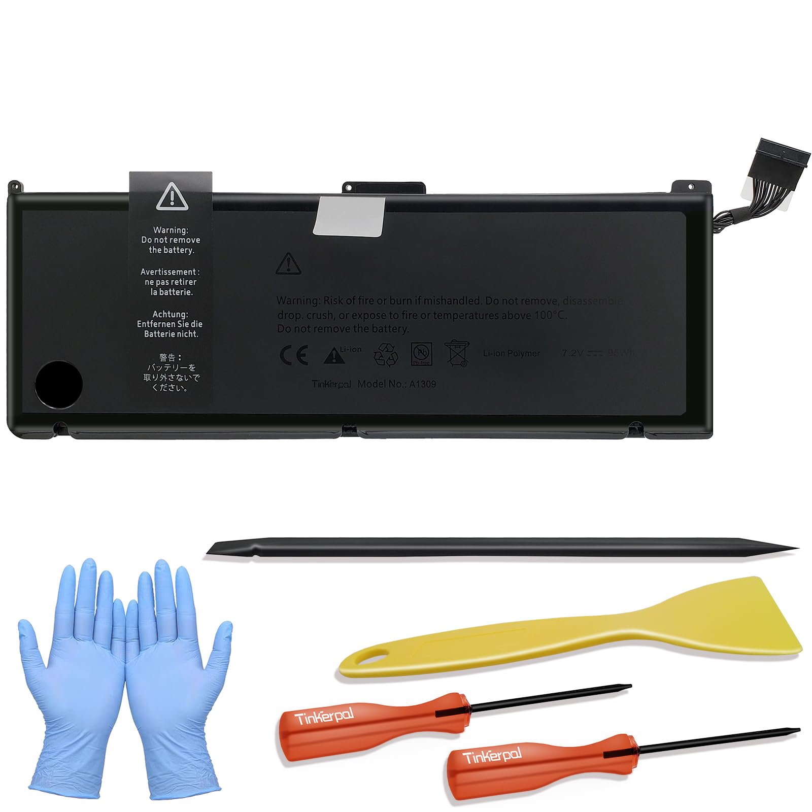 Photo 1 of Tinkerpal A1309 Laptop Battery Compatible with MacBook Pro 17inch A1297 (Only fit Early 2009 Mid2009 Mid2010 Version), fits for MC226/A MC226CH/A MC226J/A 020-6313-C 661-5037-A 7.4V 95WH