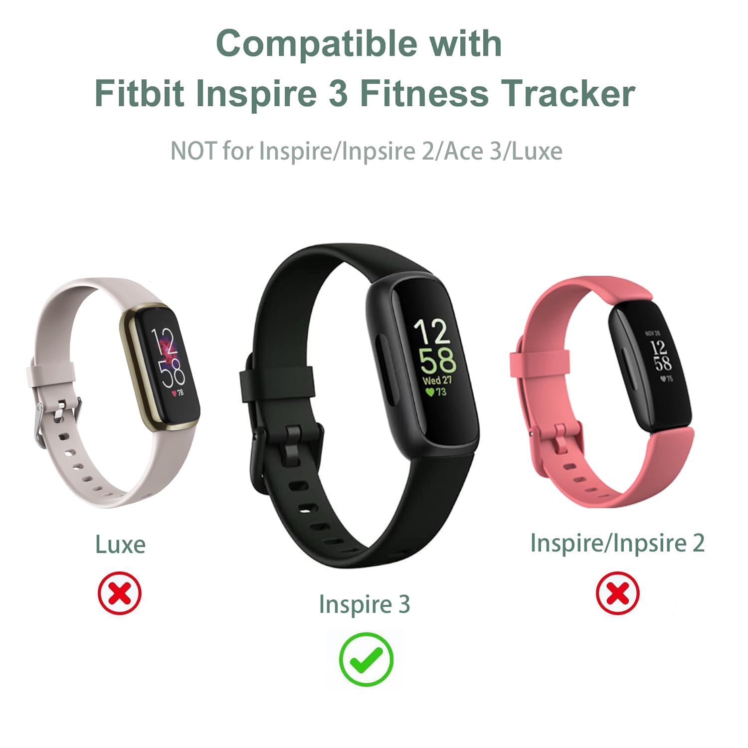 Mixblu Charger Cable Replacement for Fitbit Inspire 3 (2 Pack/3.3Ft)