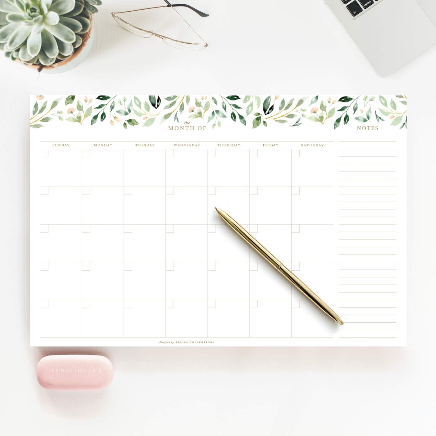 Amazon Com Bliss Collections Monthly Planner With 18 Undated 12 X 18 Tear Off Sheets Greenery Planner Organizer Scheduler Productivity Tracker For Organizing Tasks Ideas Notes And More Office Products