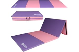 MODERN-DEPO Foldable 10'x4'x2"/ 8'x4'x2"/ 8'x2'x2" Gymnastics Mat with 4 Panels, Handle, Hook Loop, Waterproof Cover, 100% EPE Core, Tumbling Mat for Home Aerobics Yoga