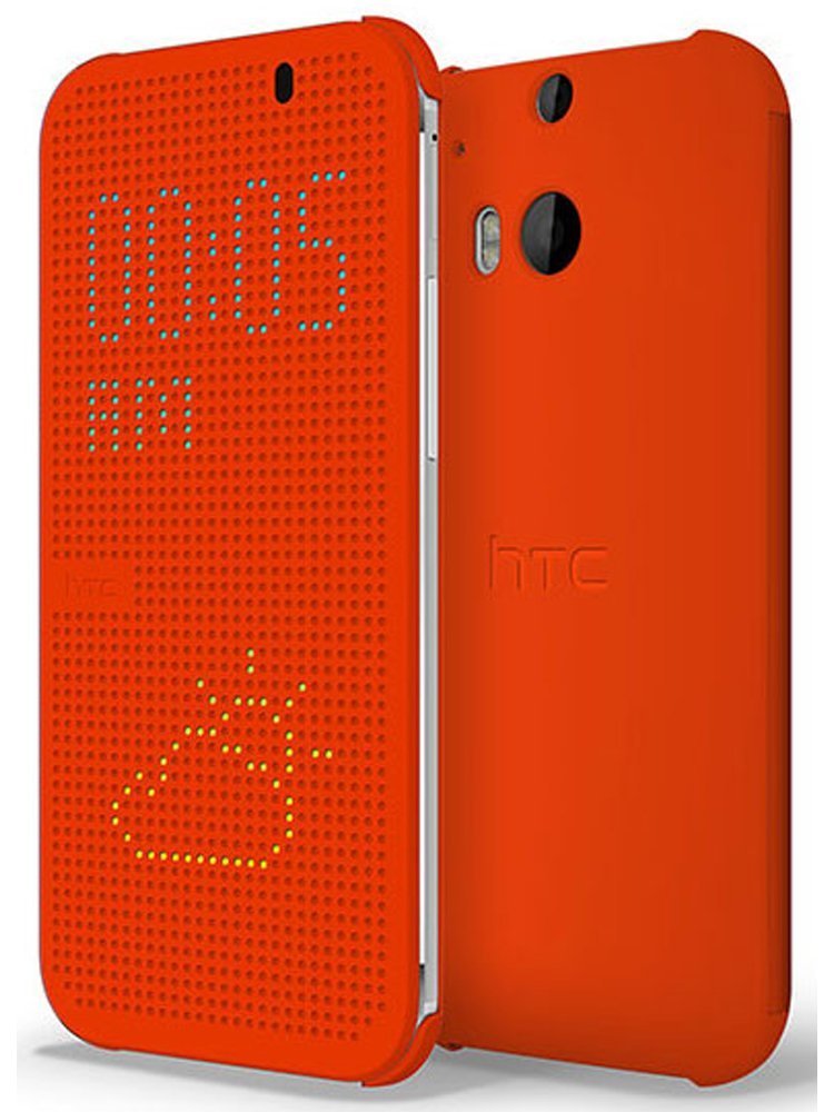 New REAL HTC One M8 Dot View Orange Flip Smart Cover Case | eBay