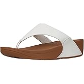 FitFlop Women's Lulu Leather Toe-Post Toepost, White, 9