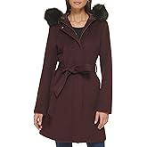 Cole Haan Womens Hooded Coat Slick Wool With Detatchable Faux Fur TrimDown Coat