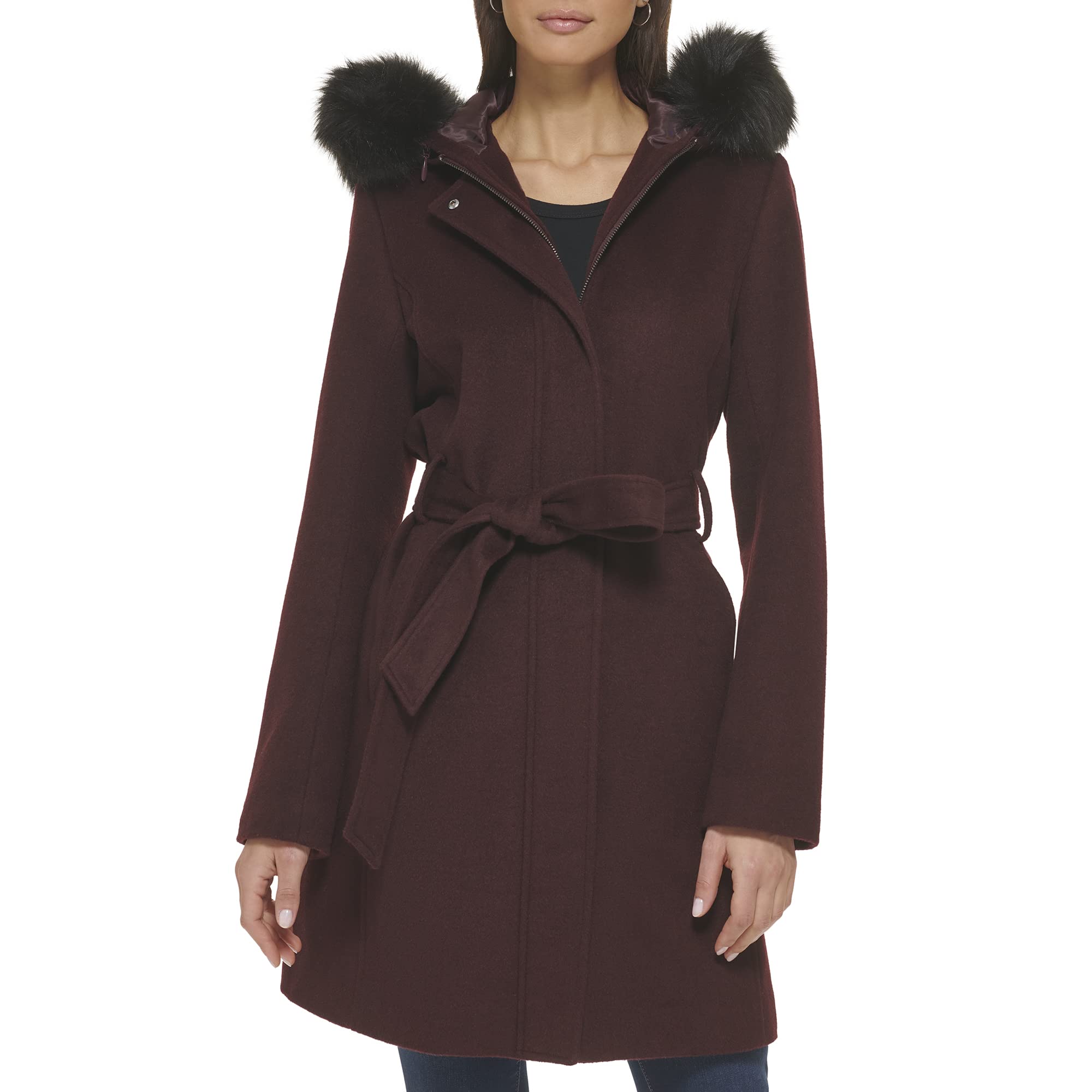 Photo 1 of ***MISSING PARTS***
Cole Haan Womens Hooded Slick Wool With Detatchable Faux Fur Trim Down Coat, Bordeaux, 4 US
