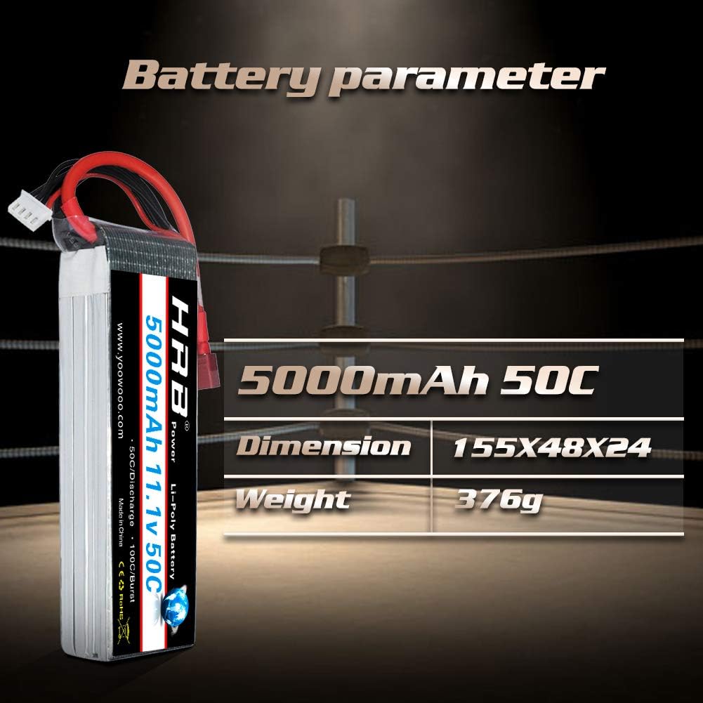HRB 5000mAh 3S 11.1V 50C Lipo Battery with Deans T Plug for DJI F450 Quadcopter Airplane Helicopter Car Truck Boat Hobby - Image 3