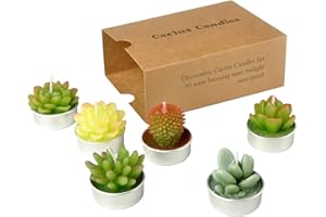 SSleng Cactus Tealight Candles, Handmade Delicate Succulent Cactus Candles（ Perfect for Birthday Party ,Wedding, Spa, Home Decor)