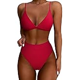 SUUKSESS Women High Waisted High Cut Bikini Set Sexy Triangle Two Piece Swimsuits