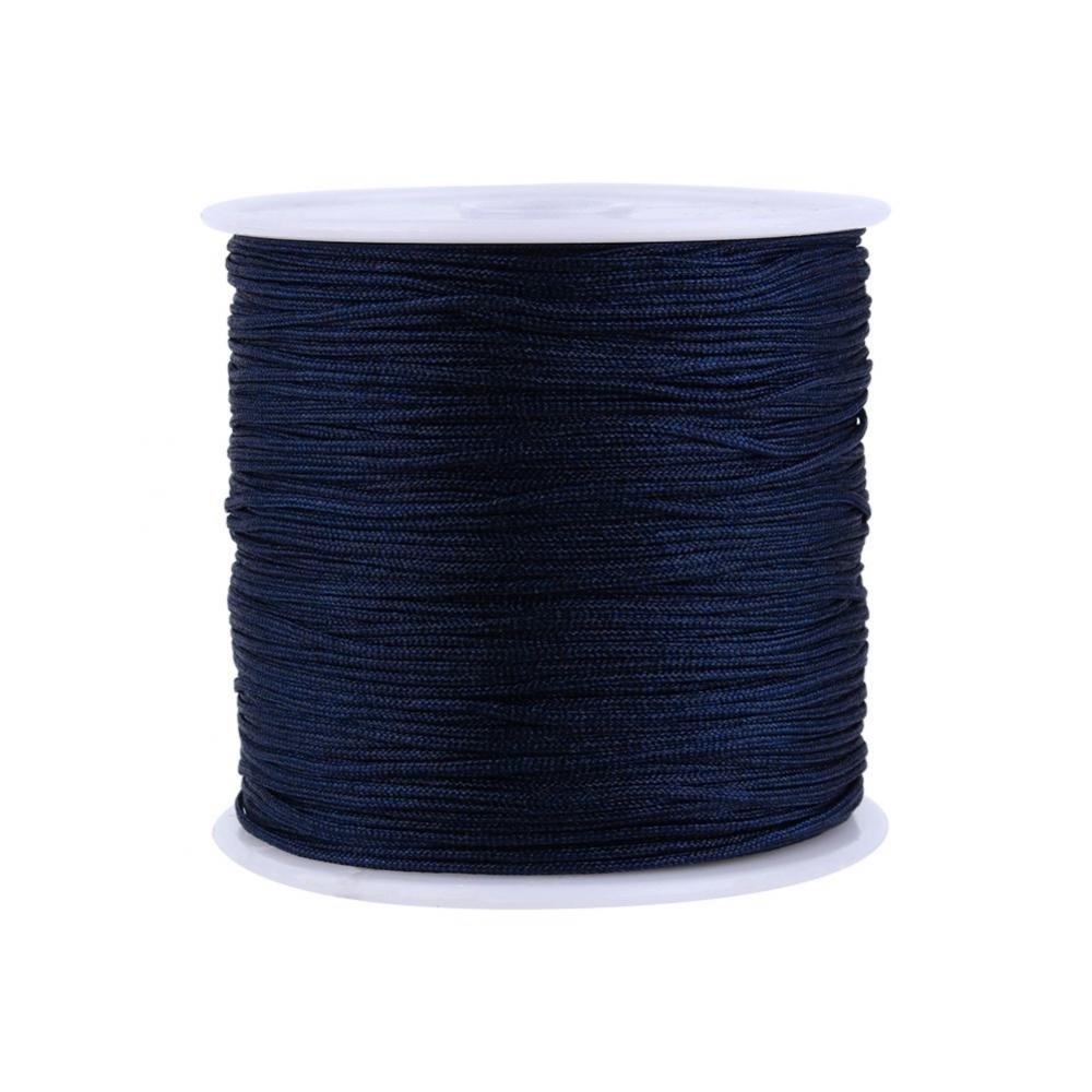 20 Colors 100M x 0.8mm Satin Nylon Rattail Cord for Beading Bracelet Necklace Knotting Craft DIY Jewelry Making (Dark Blue)