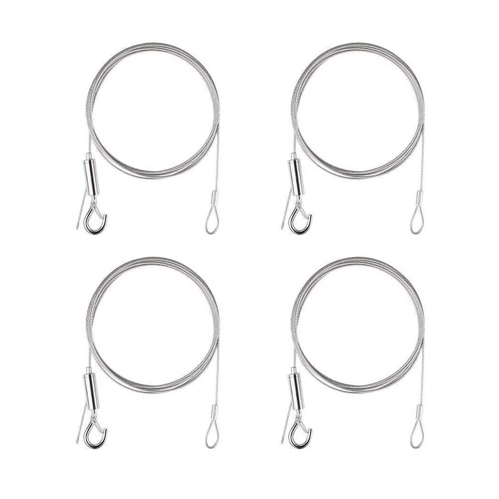Hwtcjx 4 PCS Picture Hanging Wire Rope, Picture Hanging Chain, Mirror Chain, Stainless Steel Wire Rope, Cable Suspension Kit, Hold Up to 20kg, for LED Panel Lights, Heavy-Duty Lighting (1.5mmx1m)