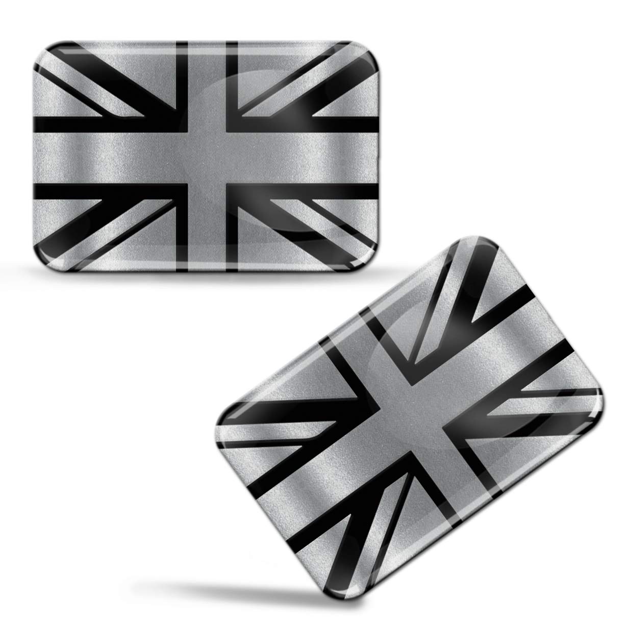 Biomar Labs Country Flag Sticker Set Self Adhesive Vinyl Decals National Flag Stickers Vehicle Styling Car Motorcycle Laptop Phone Window Interior Exterior (England UK GB in Silver-Black F 126)
