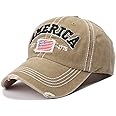 America USA Eagles Flag Est 1776 Cap Hat-Breathable Ball Cap Baseball Cap Adjustable Size for Men and Women Embroidered (Khaki)