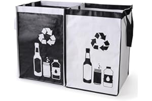 BeBesta Recycle Waste Bin Bags for Kitchen Ultra-Large Capacity ， Home Trash Sorting Bins Organizer Baskets，Waterproof Baskets Compartment Container-(Big New Black 2pcs)